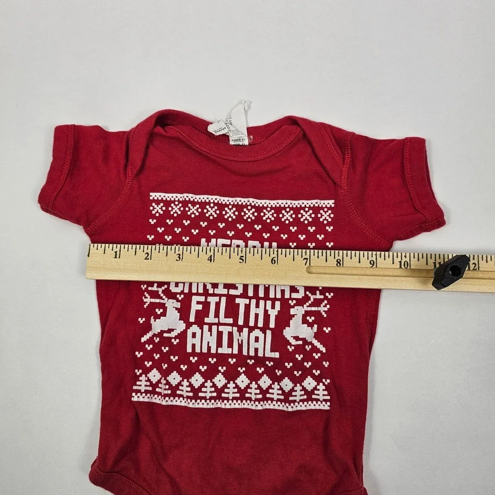 Rabbit‎ Skins Baby One-Piece 12 Months Merry Christmas Filthy Animal Holiday Red